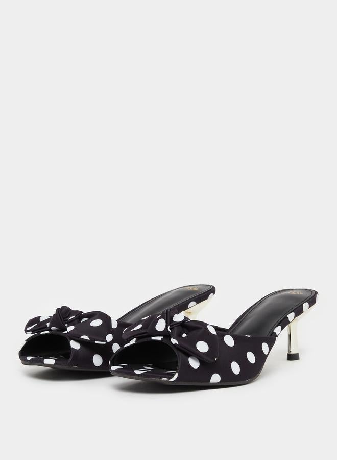 Styli Women Black Polka Dot Kitten Heel Sandals - Image 2